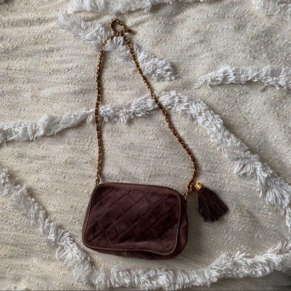 Chanel Vintage Suede Leather Camera Bag